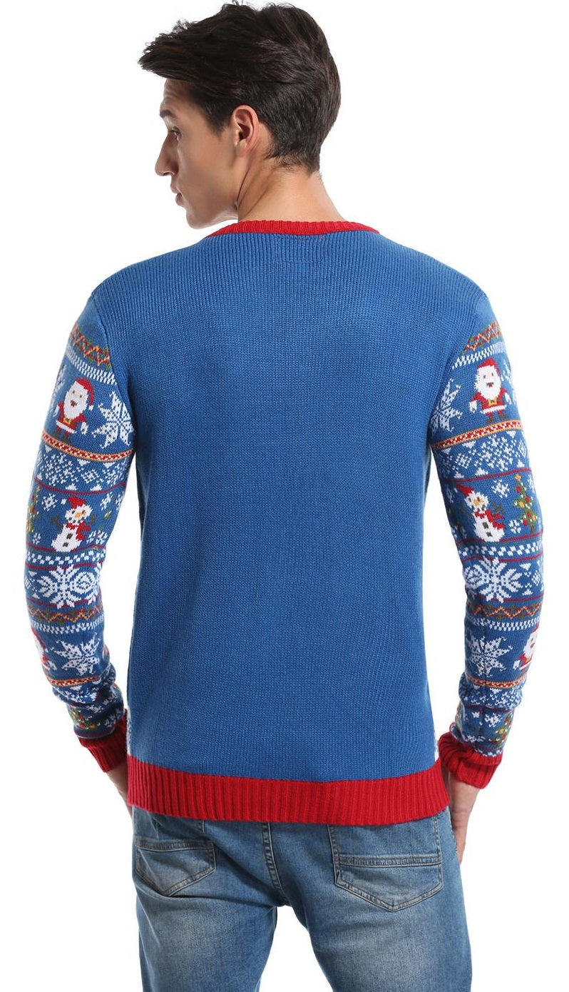 *daisysboutique* Men's Christmas Holiday Snowman Sweater Cute Ugly Pullover, Color Name:  Big Smile