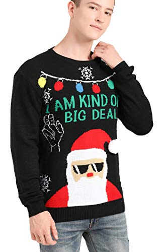 v28 Men's Christmas Reindeer Snowman Penguin Santa and Snowflake Sweater (XXX-Large, Santa-bigdeal)