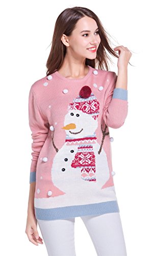 Women's Christmas Cute Reindeer Snowflakes Knitted Sweater Girl Pullover, Color Name: 3D Hat