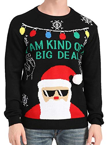 v28 Men's Christmas Reindeer Snowman Penguin Santa and Snowflake Sweater (XXX-Large, Santa-bigdeal)