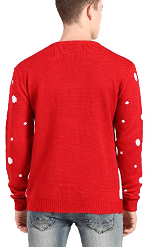 v28 Men's Christmas Reindeer Snowman Penguin Santa and Snowflake Sweater (Small, Deer-hdlite-Black)