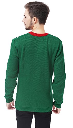 V28 Men's Christmas Reindeer Snowman Penguin Santa and Snowflake Sweater (Large, Motorcycle)