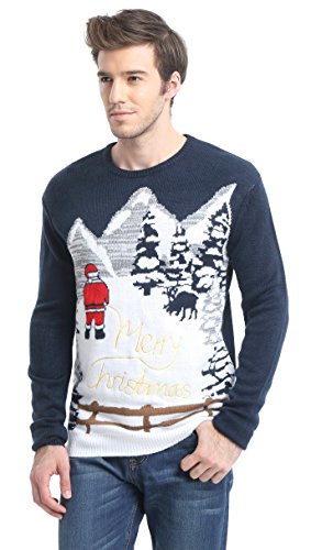 Men's Christmas Reindeer Snowman Santa Snowflakes Sweater (Large, Santa Ps)