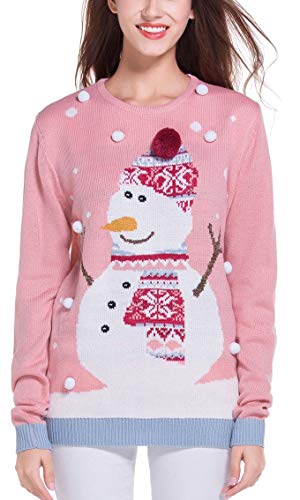 Women's Christmas Cute Reindeer Snowflakes Knitted Sweater Girl Pullover, Color Name: 3D Hat