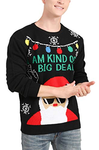 v28 Men's Christmas Reindeer Snowman Penguin Santa and Snowflake Sweater (XXX-Large, Santa-bigdeal)