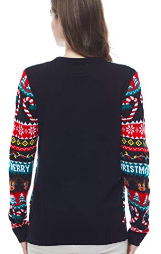 v28 Women's Patterns Reindeer Snowman Tree Snowflakes Christmas Sweater Cardigan (Large, Deer&lovecane)