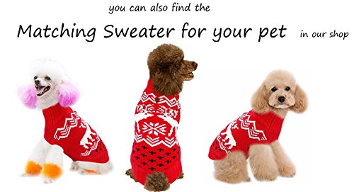 CHRISTMAS Sweater / Cardigan, with Various Lovely Patterns of Reindeer / Snowman / Snowflakes / Tree (L, Deer&Snowflake-Red)