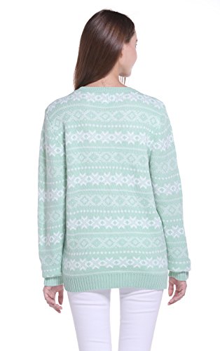 Women's Christmas Cute Reindeer Snowflakes Knitted Sweater Girl Pullover (Large, PenguinKeepWarm)