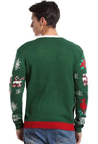 Men's Christmas Festive Cardigan Reindeer Snowman Santa Snowflakes Knitted Ugly Sweater (Large, Fake Cardigan)