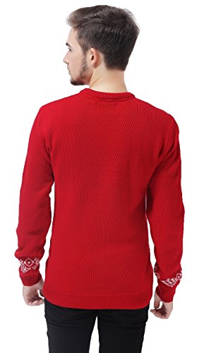 V28 Men's Christmas Reindeer Snowman Penguin Santa and Snowflake Sweater (Large, Karaoke)