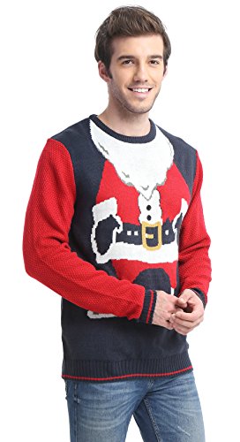 Men's Christmas Reindeer Snowman Santa Snowflakes Sweater (Large, I-am-Santa)