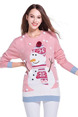 Women's Christmas Cute Reindeer Snowflakes Knitted Sweater Girl Pullover, Color Name: 3D Hat