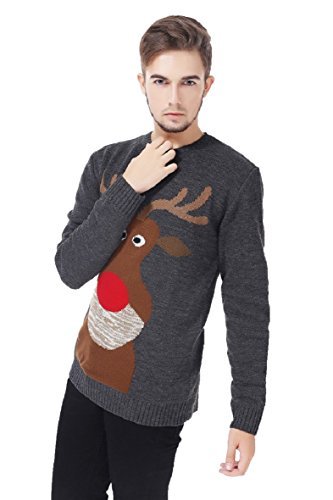 V28 Men's Christmas Reindeer Snowman Penguin Santa and Snowflake Sweater (XX-Large, CutieReindeer)