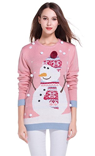 Women's Christmas Cute Reindeer Snowflakes Knitted Sweater Girl Pullover, Color Name: 3D Hat