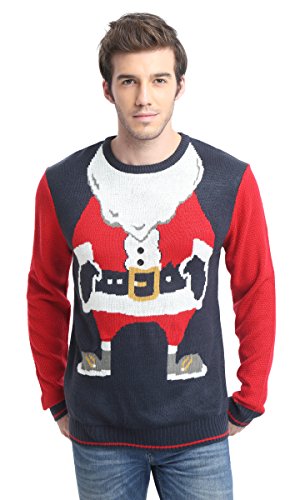 Men's Christmas Reindeer Snowman Santa Snowflakes Sweater (Large, I-am-Santa)