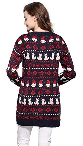 Womens Oversized Christmas Reindeer Cardigan (Large, Red3 Cardigan)