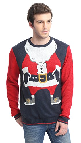 Men's Christmas Reindeer Snowman Santa Snowflakes Sweater (Large, I-am-Santa)