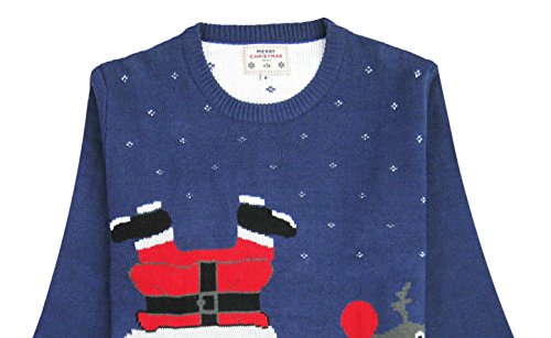 V28 Men's Christmas Reindeer Snowman Penguin Santa and Snowflake Sweater (X-Large, InTheChimney)