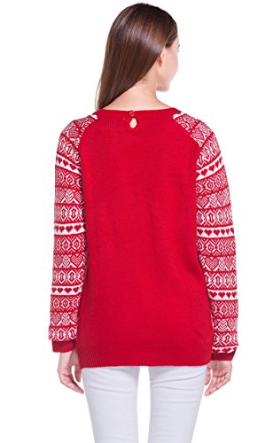 Women's Christmas Cute Reindeer Snowflakes Knitted Sweater Girl Pullover (Large, PolarBear)