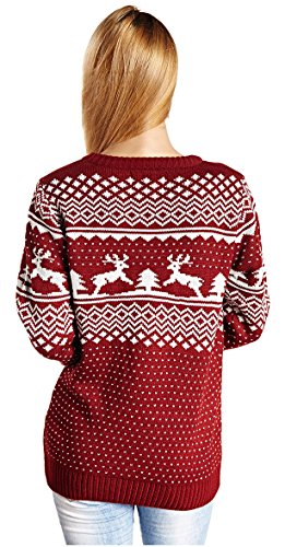 Christmas Sweater/Cardigan, with Various of Reindeer/Snowman/Snowflakes/Tree (L, Deer&Tree)