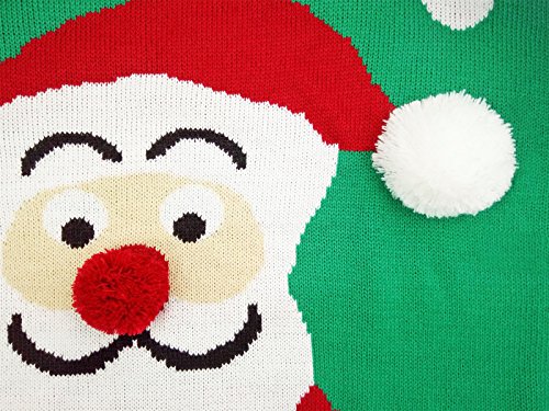 Men's Christmas Festive Cardigan Reindeer Snowman Santa Snowflakes Knitted Ugly Sweater, Color Name: Santa-HoHoHo-Green