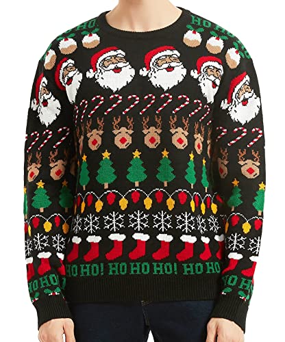 Men's Christmas Rudolph Reindeer Holiday Festive Knitted Sweater Cardigan Cute Ugly Pullover Jumper(Large, Sntfactree-M6)