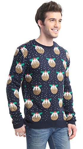 Men's Christmas Reindeer Snowman Santa Snowflakes Sweater (Large, Raining Dessert)