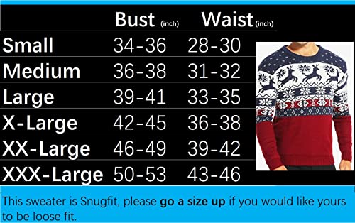 Men's Christmas Holiday Reindeer Snowman Santa Snowflakes Traditional Knitted Ugly Sweater, Color Name: LitesTree-M14