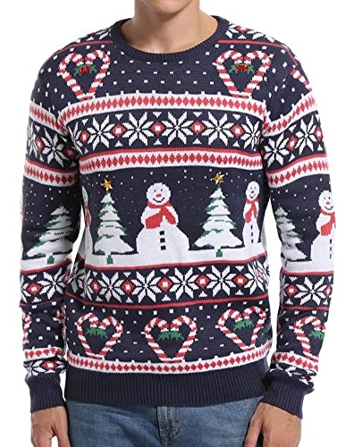 *daisysboutique* Men's Christmas Holiday Snowman Sweater Cute Ugly Pullover, Color Name: Love Canes