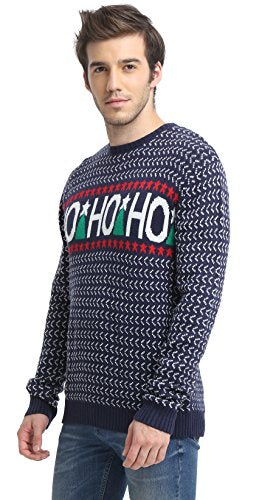 Men's Christmas Reindeer Snowman Santa Snowflakes Sweater (Large, HoHoHo)