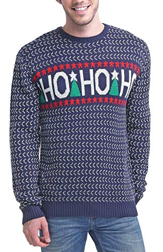 Men's Christmas Reindeer Snowman Santa Snowflakes Sweater (Large, HoHoHo)