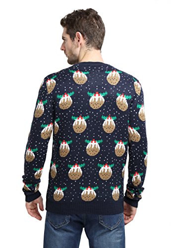 Men's Christmas Reindeer Snowman Santa Snowflakes Sweater (Large, Raining Dessert)