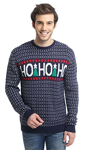 Men's Christmas Reindeer Snowman Santa Snowflakes Sweater (Large, HoHoHo)