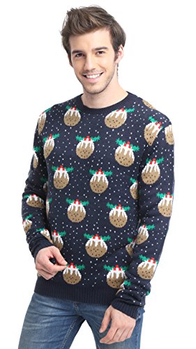 Men's Christmas Reindeer Snowman Santa Snowflakes Sweater (Large, Raining Dessert)