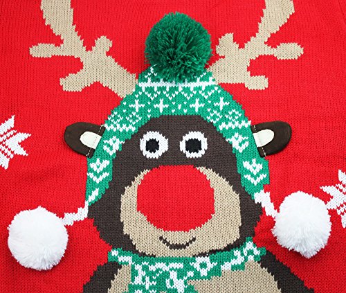 *daisysboutique* Women's Christmas Reindeer Themed Knitted Holiday Sweater Girl Pullover (Large, Warm)