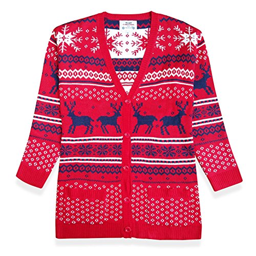 Womens Oversized Christmas Reindeer Cardigan (Large, Red2 Reindeer Cardigan)