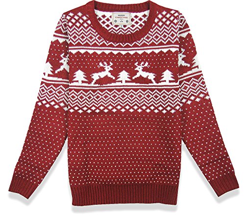 Christmas Sweater/Cardigan, with Various of Reindeer/Snowman/Snowflakes/Tree (L, Deer&Tree)