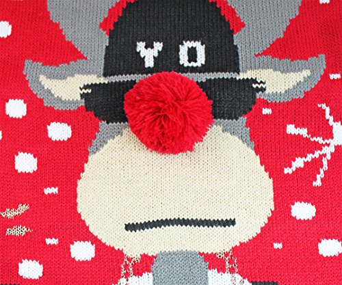 *daisysboutique* Men's Christmas Reindeer Sweater Cute Ugly Pullover, Color Name: Reindeer3Dnose+Shades