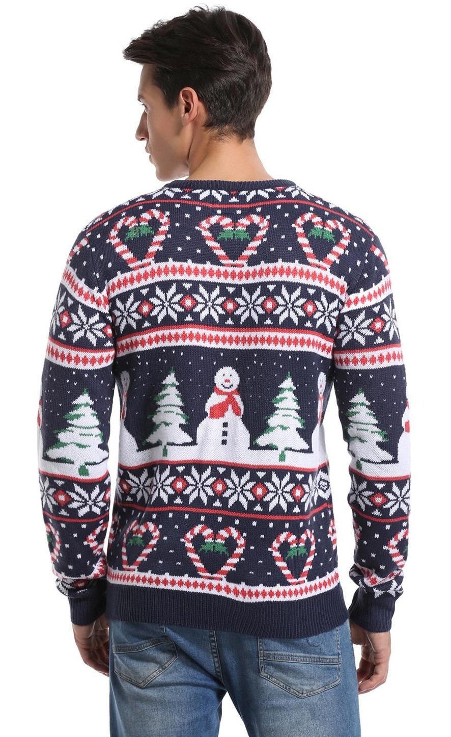 *daisysboutique* Men's Christmas Holiday Snowman Sweater Cute Ugly Pullover, Color Name: Love Canes